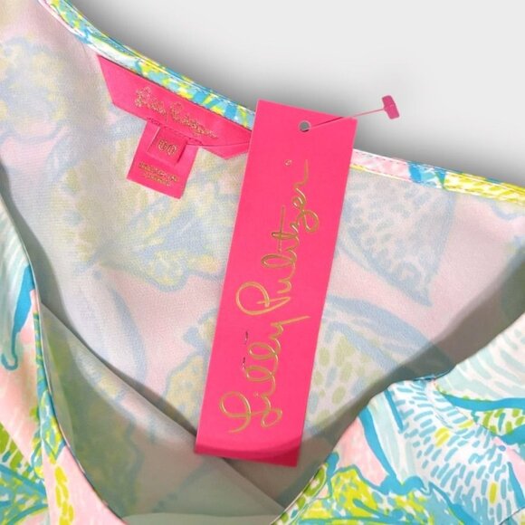 NEW Lilly Pulitzer Avena One-shoulder Top 00 Urchin Pink Lemon Tie Bow NWT - Picture 7 of 7